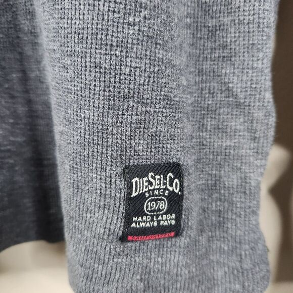 Diesel Gray Minimalist Long Sleeve 4 Button Henley Thermal Shirt Size Large - Picture 10 of 12